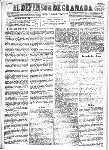 'El Defensor de Granada  : diario político independiente' - Año IX Número 3030  - 1888 Noviembre 04