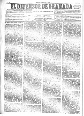 'El Defensor de Granada  : diario político independiente' - Año IX Número 3033  - 1888 Noviembre 07