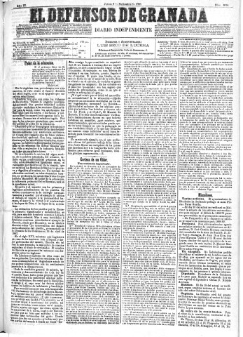 'El Defensor de Granada  : diario político independiente' - Año IX Número 3034  - 1888 Noviembre 08