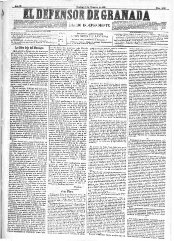 'El Defensor de Granada  : diario político independiente' - Año IX Número 3085  - 1888 Diciembre 30