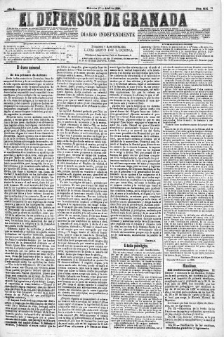 'El Defensor de Granada  : diario político independiente' - Año X Número 3191  - 1889 Abril 17