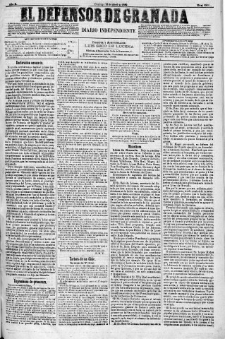 'El Defensor de Granada  : diario político independiente' - Año X Número 3201  - 1889 Abril 28