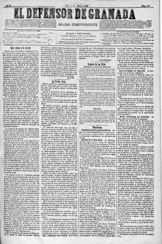 'El Defensor de Granada  : diario político independiente' - Año X Número 3206  - 1889 Mayo 03
