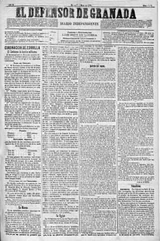 'El Defensor de Granada  : diario político independiente' - Año X Número 3210  - 1889 Mayo 07