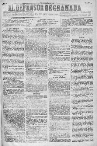 'El Defensor de Granada  : diario político independiente' - Año X Número 3226  - 1889 Mayo 24
