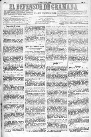 'El Defensor de Granada  : diario político independiente' - Año X Número 3234  - 1889 Junio 01