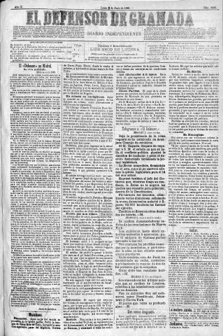'El Defensor de Granada  : diario político independiente' - Año X Número 3236  - 1889 Junio 03