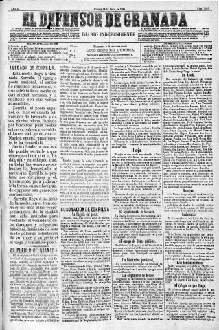 'El Defensor de Granada  : diario político independiente' - Año X Número 3248  - 1889 Junio 14