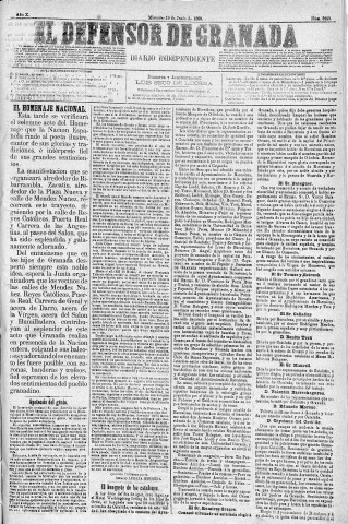 'El Defensor de Granada  : diario político independiente' - Año X Número 3253  - 1889 Junio 19