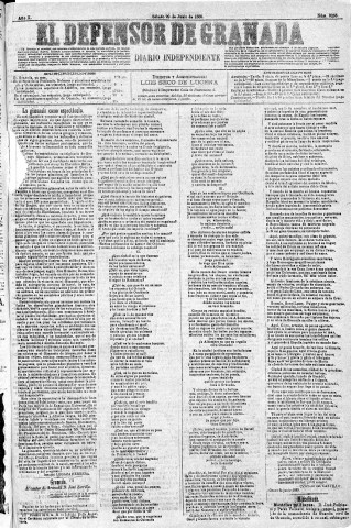 'El Defensor de Granada  : diario político independiente' - Año X Número 3263  - 1889 Junio 29