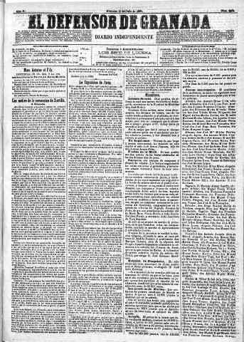 'El Defensor de Granada  : diario político independiente' - Año X Número 3273  - 1889 Julio 10