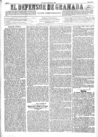 'El Defensor de Granada  : diario político independiente' - Año X Número 3277  - 1889 Julio 14