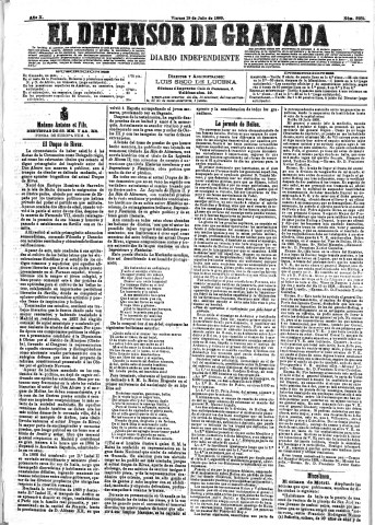 'El Defensor de Granada  : diario político independiente' - Año X Número 3282  - 1889 Julio 19