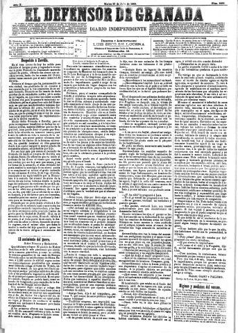 'El Defensor de Granada  : diario político independiente' - Año X Número 3286  - 1889 Julio 23