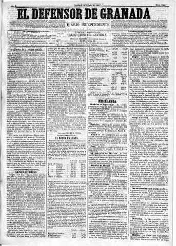 'El Defensor de Granada  : diario político independiente' - Año X Número 3300  - 1889 Agosto 06