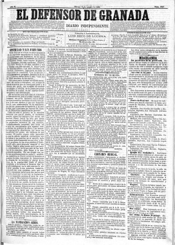 'El Defensor de Granada  : diario político independiente' - Año X Número 3307  - 1889 Agosto 13