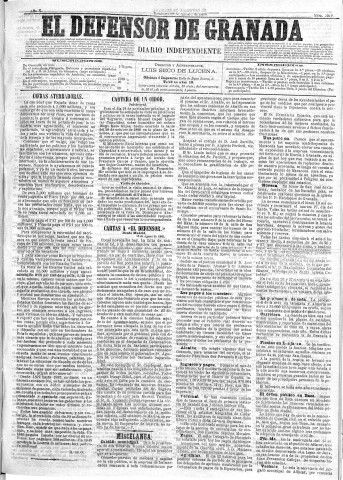 'El Defensor de Granada  : diario político independiente' - Año X Número 3312  - 1889 Agosto 18