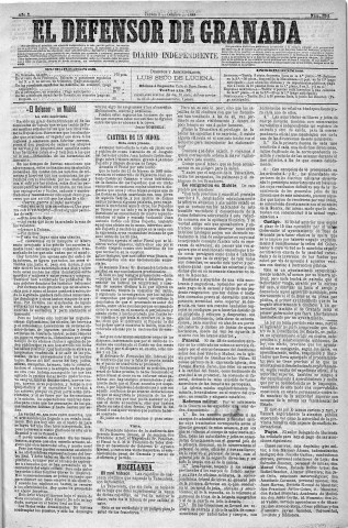 'El Defensor de Granada  : diario político independiente' - Año X Número 3361  - 1889 Octubre 03