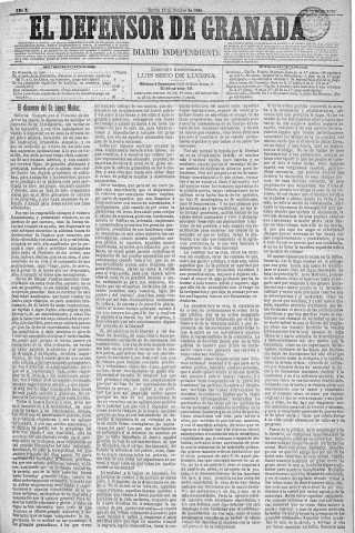 'El Defensor de Granada  : diario político independiente' - Año X Número 3372  - 1889 Octubre 15