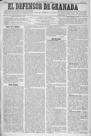 'El Defensor de Granada  : diario político independiente' - Año X Número 3390  - 1889 Noviembre 01