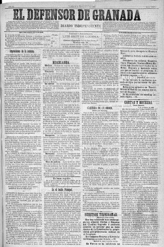 'El Defensor de Granada  : diario político independiente' - Año X Número 3393  - 1889 Noviembre 04