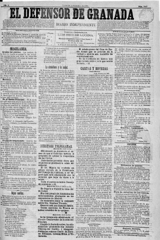 'El Defensor de Granada  : diario político independiente' - Año X Número 3448  - 1889 Diciembre 30
