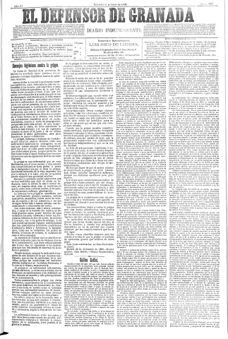 'El Defensor de Granada  : diario político independiente' - Año XI Número 3457  - 1890 Enero 08
