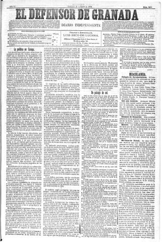 'El Defensor de Granada  : diario político independiente' - Año XI Número 3461  - 1890 Enero 12