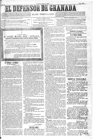 'El Defensor de Granada  : diario político independiente' - Año XI Número 3462  - 1890 Enero 13