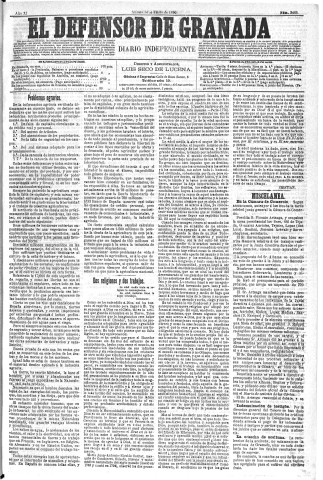 'El Defensor de Granada  : diario político independiente' - Año XI Número 3463  - 1890 Enero 14