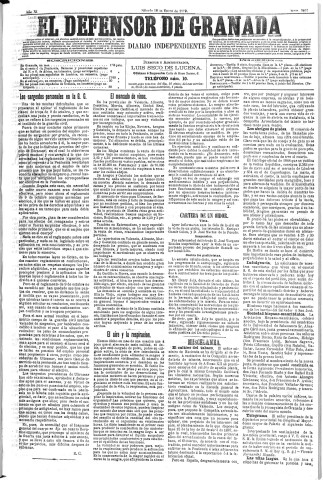 'El Defensor de Granada  : diario político independiente' - Año XI Número 3467  - 1890 Enero 18