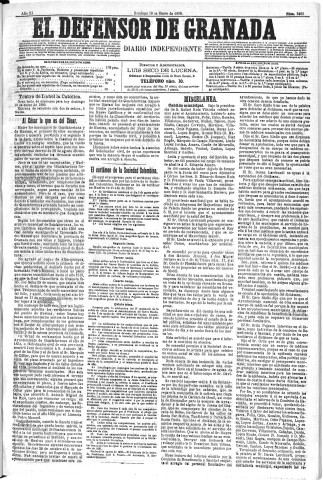 'El Defensor de Granada  : diario político independiente' - Año XI Número 3468  - 1890 Enero 19
