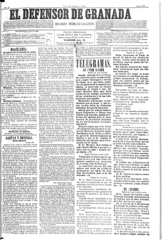 'El Defensor de Granada  : diario político independiente' - Año XI Número 3469  - 1890 Enero 20