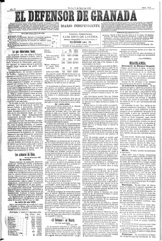 'El Defensor de Granada  : diario político independiente' - Año XI Número 3470  - 1890 Enero 21