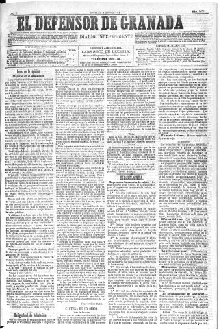 'El Defensor de Granada  : diario político independiente' - Año XI Número 3472  - 1890 Enero 23