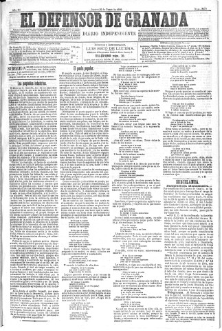 'El Defensor de Granada  : diario político independiente' - Año XI Número 3479  - 1890 Enero 30