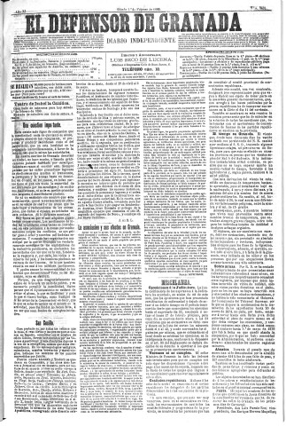 'El Defensor de Granada  : diario político independiente' - Año XI Número 3481  - 1890 Febrero 01