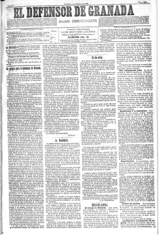 'El Defensor de Granada  : diario político independiente' - Año XI Número 3482  - 1890 Febrero 02