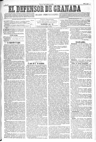 'El Defensor de Granada  : diario político independiente' - Año XI Número 3487  - 1890 Febrero 07