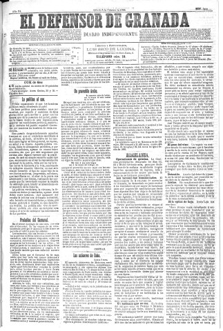 'El Defensor de Granada  : diario político independiente' - Año XI Número 3488  - 1890 Febrero 08