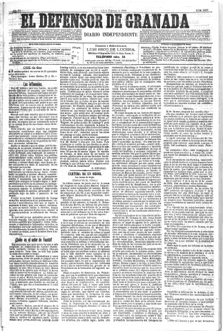 'El Defensor de Granada  : diario político independiente' - Año XI Número 3493  - 1890 Febrero 13