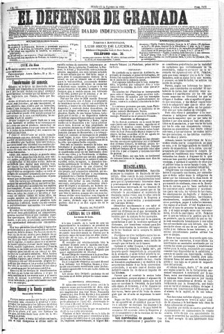 'El Defensor de Granada  : diario político independiente' - Año XI Número 3495  - 1890 Febrero 15