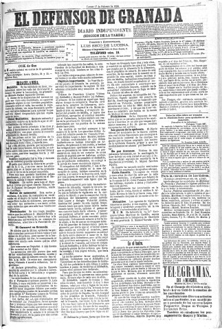 'El Defensor de Granada  : diario político independiente' - Año XI Número 3497  - 1890 Febrero 17