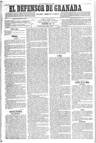'El Defensor de Granada  : diario político independiente' - Año XI Número 3499  - 1890 Febrero 19
