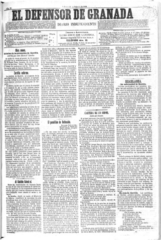 'El Defensor de Granada  : diario político independiente' - Año XI Número 3501  - 1890 Febrero 21