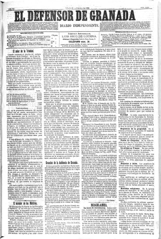'El Defensor de Granada  : diario político independiente' - Año XI Número 3502  - 1890 Febrero 22