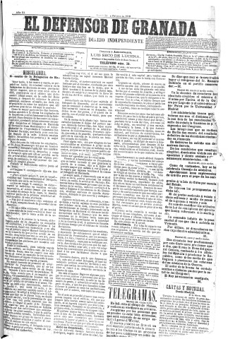 'El Defensor de Granada  : diario político independiente' - Año XI Número 3504  - 1890 Febrero 24