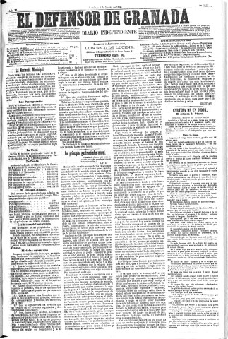'El Defensor de Granada  : diario político independiente' - Año XI Número 3510  - 1890 Marzo 02