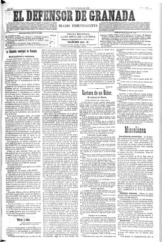 'El Defensor de Granada  : diario político independiente' - Año XI Número 3513  - 1890 Marzo 05
