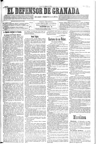'El Defensor de Granada  : diario político independiente' - Año XI Número 3514  - 1890 Marzo 06